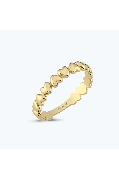 Altınbaş Altın Sıralı Kalpli Yüzük