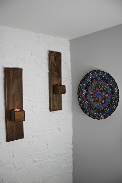 wood drum Duvar Tipi Ikili Dekoratif Mumluk - Şık Ve Fonksiyonel Tasarım
