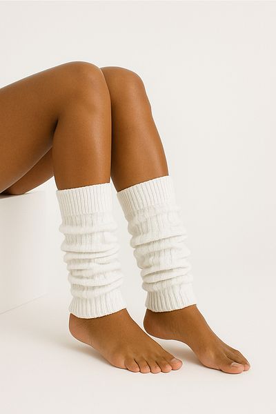 Hakan Collezione Premium Woven Aerobic White Leggings Boot Socks