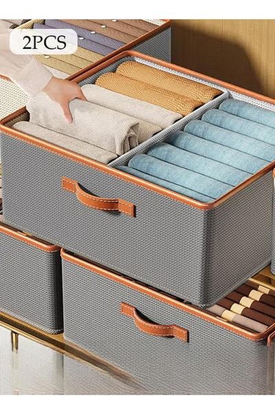 Generic 2pcs Cube Closet Clothing Storage Boxes With Handle And Detachable Separator Plate
