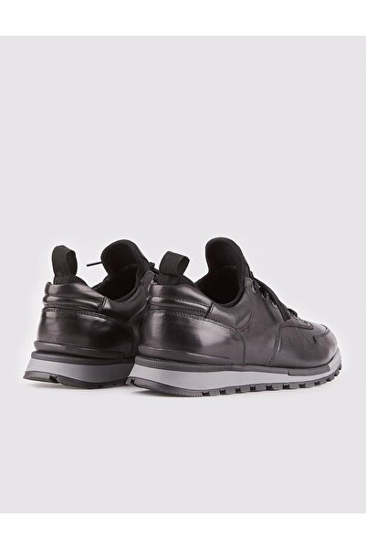 Cabani Ανδρικά αθλητικά παπούτσια από γνήσιο δέρμα ειδικής σχεδίασης μαύρα με κορδόνια