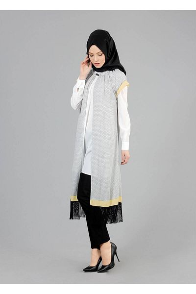 TRENDTESETTÜR Women's Cream (CREAM-BLACK) T 4710 Maglia Hijab Tunik