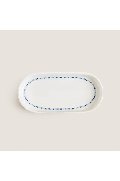 Chakra Pelion Kayık Servis Tabağı 16 Cm Mavi/Beyaz