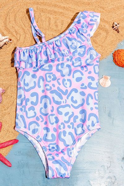 Minipodyum Patterned Ruffle Detailed Girl's Swimsuit