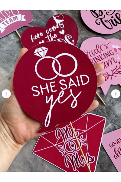 Hiras Dizayn Set of 12 Large Size Farewell Speech Bubbles - Bride to Be Bride's Team She Said Yes for Henna Night