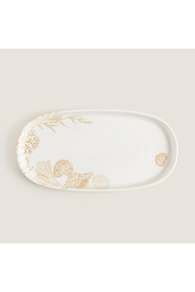 Chakra Mely Kayık Servis Tabağı 25 Cm Krem-Bej