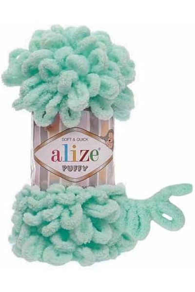 Alize Puffy Hand Knitting Yarn 1PC (Color Light Turquoise No. 19)