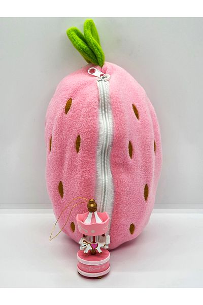 Collectors Store Special Strawberry Patterned Gift for Valentine's Day, Zippered Plush Rabbit & Carousel Gift
