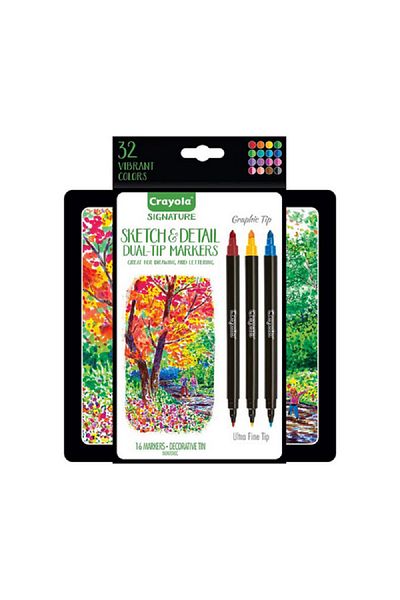 Crayola 16-Piece Signature Sketch and Detail Dual-Ended Marker Set