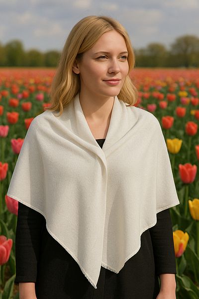 Hazard Cloud Patterned White Matte Shawl