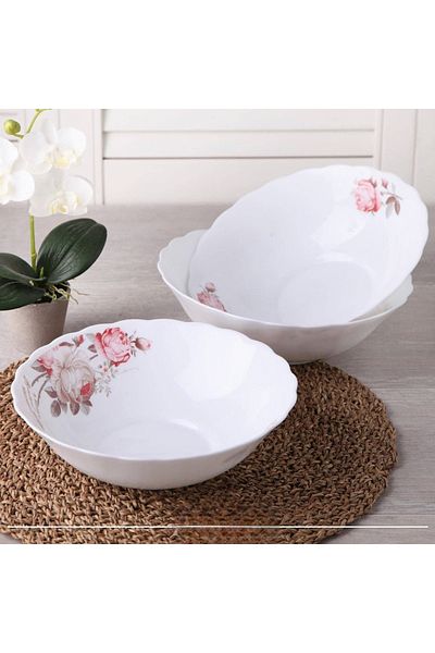 Elista Opal Bowl Rose Pattern 12.6 cm 6 Pieces