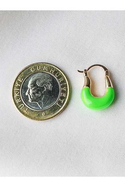 Siya Silver Green Enamel U Model Steel Earrings - 1.9 cm Silver Color