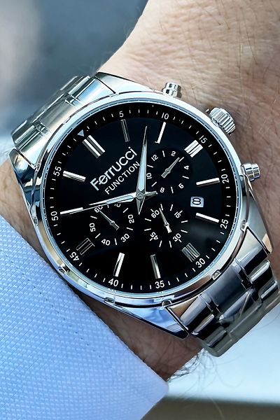 Ferrucci Function Men's Wristwatch 3 ATM Waterproof Silver Color Steel Strap + Bracelet Wlg257