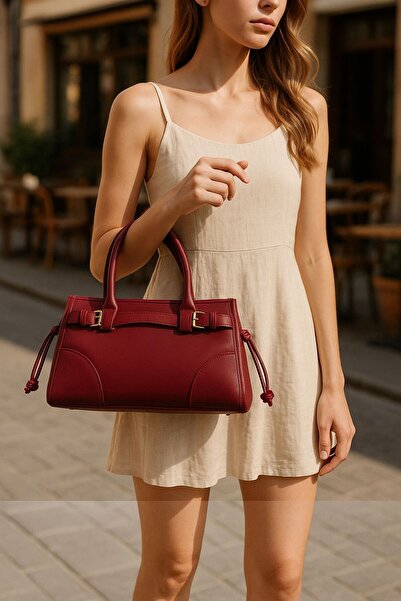 macharelbasic Women's Lock Detailed Hand and Shoulder Bag