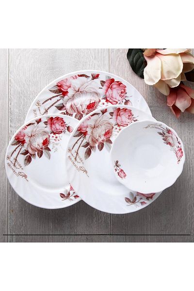 Elista Opal Bowl Rose Pattern 12.6 cm 6 Pieces