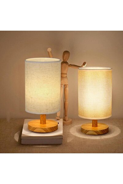 Generic Linen Embossed Table Lamp, Hotel Retro Bedroom Study Lamp Decorative Night Lamp