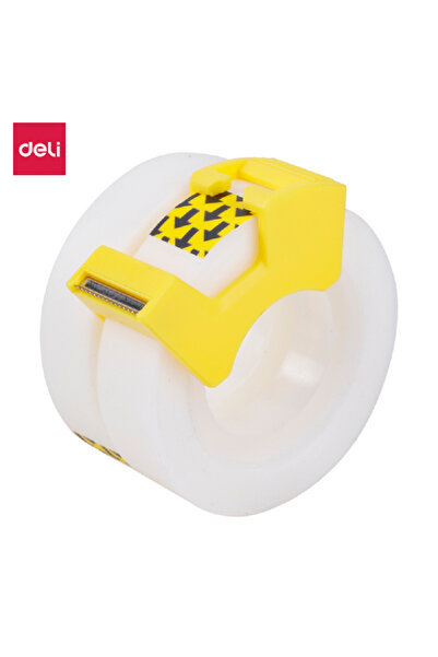 Deli Stationery Invisible Tape with Dispenser Clear and Yellow 12mm x 18.3m