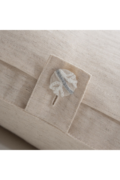 Ecocotton Libera Double Duvet Cover Set 100% Organic Cotton Linen Süzene Embroidered Cream-Grey 200x220 Cm