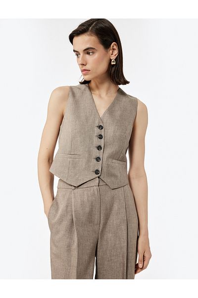Koton Regular Fit Sleeveless V Neck Blazer Vest
