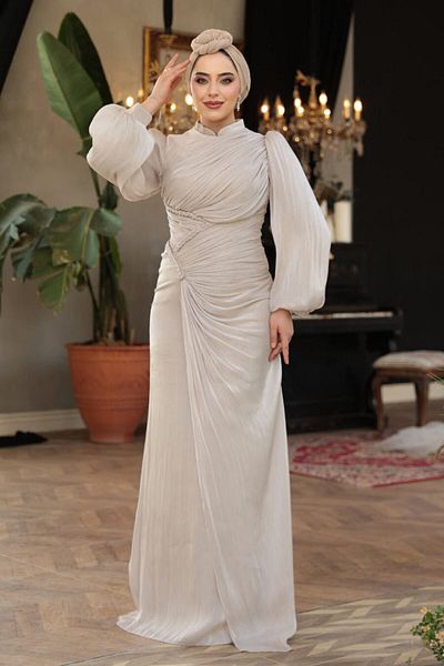 N.S NEVA STYLE Βραδινό φόρεμα Drapeli Stone Hijab 50781TAS
