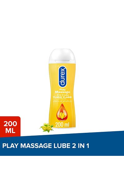 Durex Play Massage 2-in-1 Lubricant & Sensual Massage Gel With Ylang Ylang – 200ml, Smooth & Gentle