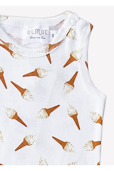 Ozmoz By Mukadder Özden Baby Girl Organic Sleeveless Ecru Bodysuit