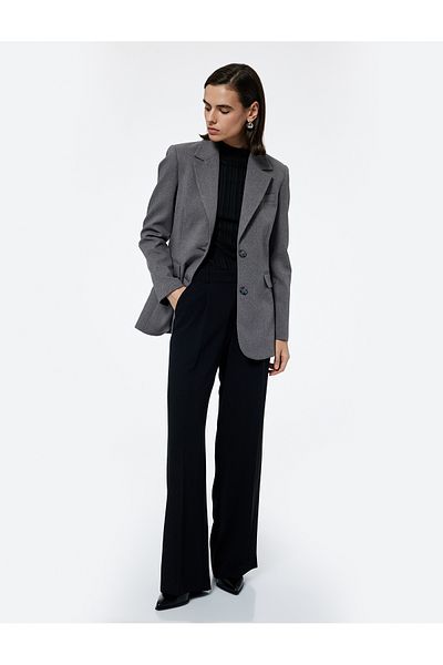 Koton Double Breasted Lapel Button Pocket Long Sleeve Blazer Jacket