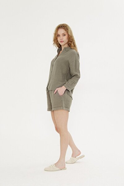 Whitefin Women's Khaki Linen Suit