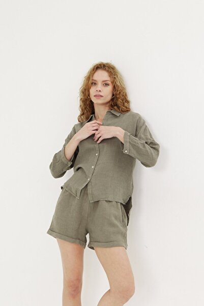 Whitefin Women's Khaki Linen Suit