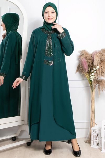 Modaviki Βραδινό φόρεμα με παγιέτες κεντημένο Emerald Mda2305