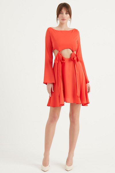Fahima Rochie mini portocalie - Talie legată 5067