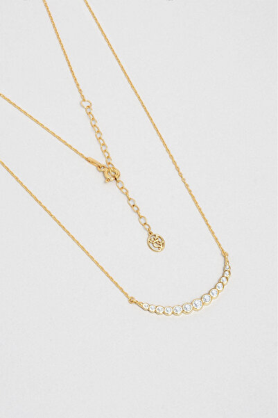 So CHIC... Ay Işıltısı 18 Ayar Sarı Altın Kaplama 47 Cm Gümüş Kolye