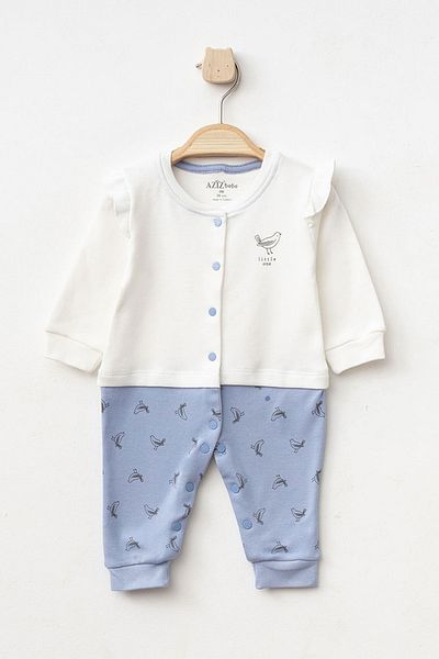 Aziz Bebe Baby Girl Snap Fastener Patterned Booties Jumpsuit 0 Month 6 Month