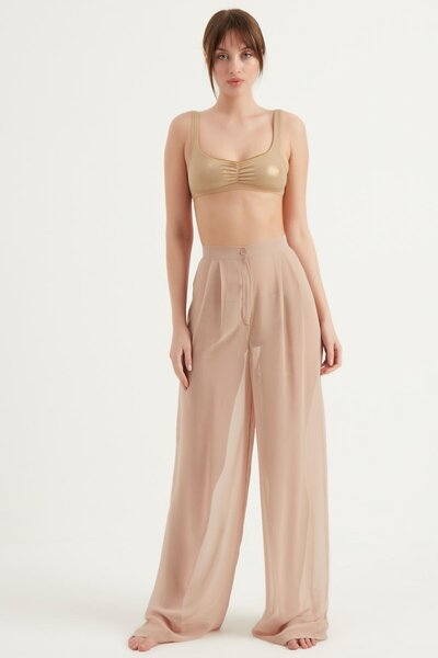 Genel Markalar Şifon Palazzo Pantolon Kahverengi 3021