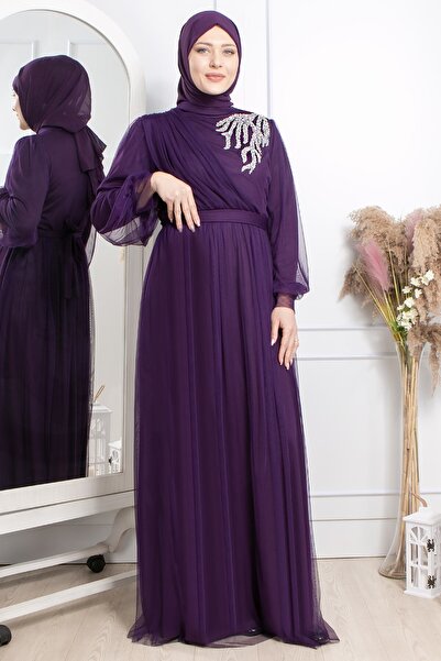 Fahima Parıltı Abiye Mor FHM866