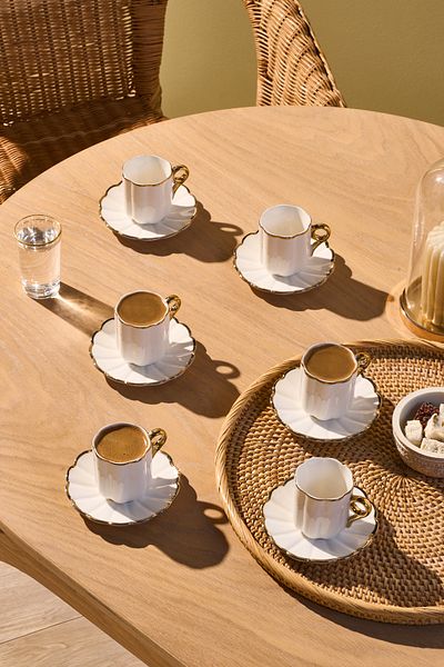 Karaca Feyza 6-Person Coffee Cup 90 ml Gold