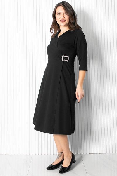 Fahima Brooch Detailed Evening Dress Black FHM912