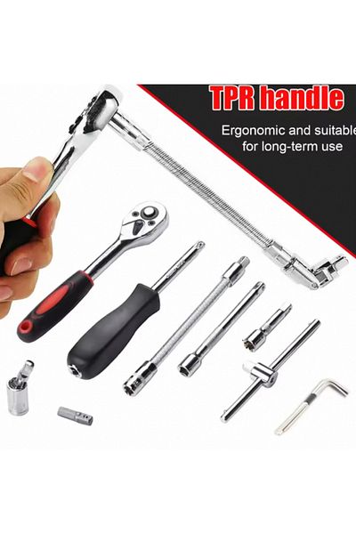 NIUXIANG 46pc 46pc Drive Socket Set 1/4 Inch Ratchet Wrench Set With Sockets Metric Hex Bit Socket Set Mechan