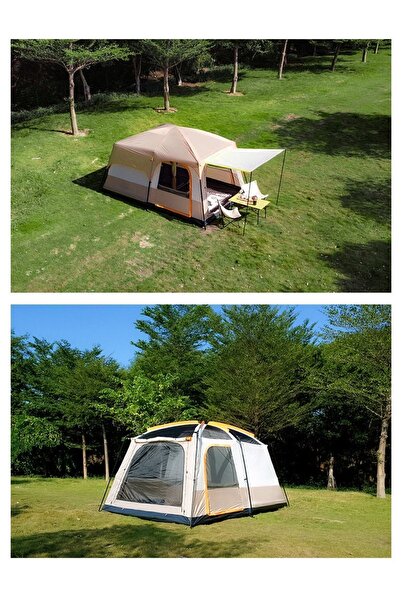 Genel Markalar Büyük Uzay Açık Kamp Çadırları 8-10kişi Çift Kat 1 Oda 1 Oturma Odası Kamp Çadırı 380*260*200 Cm