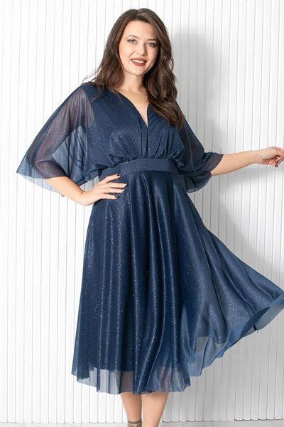 Fahima Βραδινό φόρεμα με γκλίτερ τούλι Navy Blue Fhm902