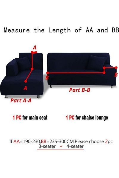 Generic 2-piece L Shaped Sofa Cover Blue190-230cm 235-300cm