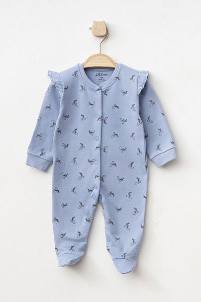 Aziz Bebe Baby Girl Snap Fastener Patterned Booties Jumpsuit 0 Month 6 Month