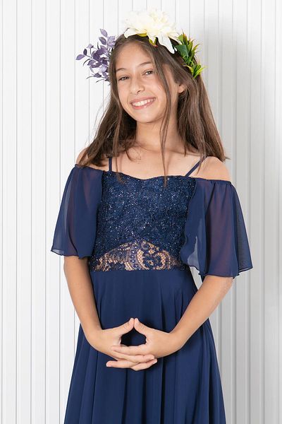 Modaviki Lace Chiffon Evening Dress Navy Blue Mdv330