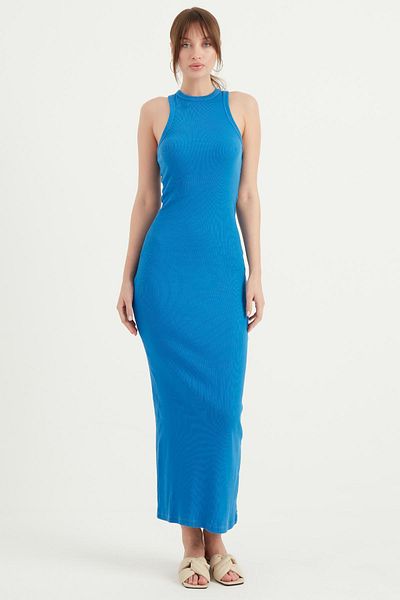 Fahima Rochie Lungă Camisole cu Gât Halter Albastru 5056