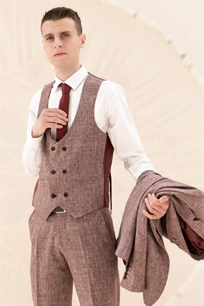 Modaviki Men - Suit - Dress - 6 Drop - Burgundy - Mdv102