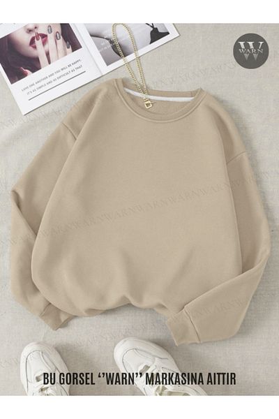 warn Unisex Crew Neck Φούτερ με 3 νήματα Χειμερινό βαμβακερό