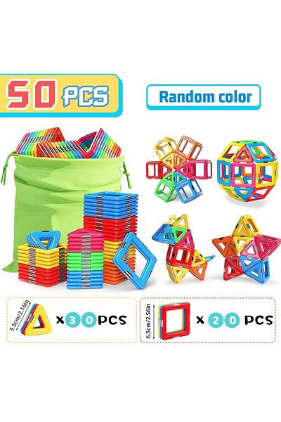 Choice Big Size 50 Pcs Strong Magnetic Building Blocks Big Size Diy Magnets Educational Toys For Kids Desig