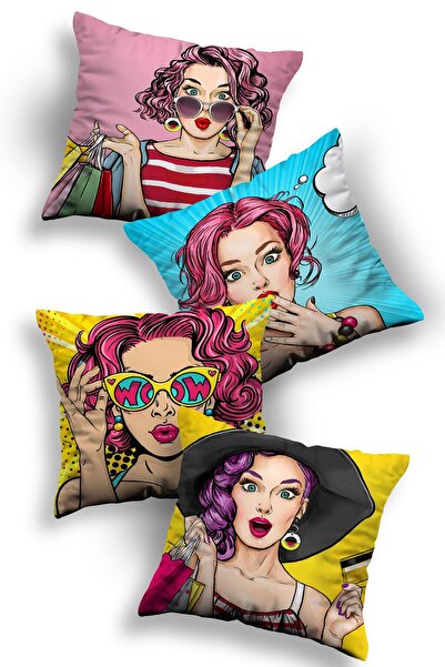 Ottoson Özel Tasarım Dekoratif 4lü Kırlent Kılıfı