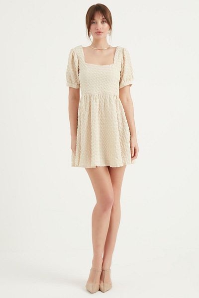 Fahima Rochie mini cu mânecă scurtă Bej 5058