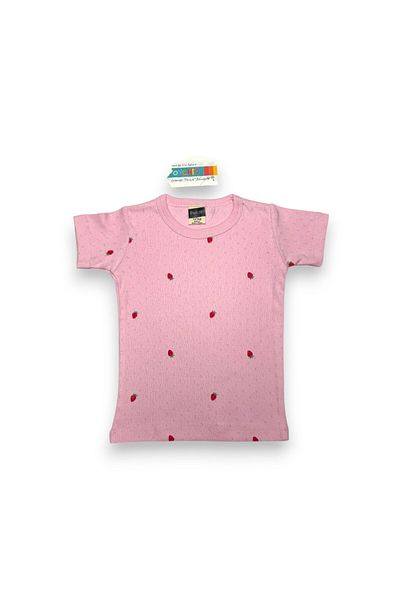 Ponchiq Pink Strawberry Patterned Girl's Undershirt